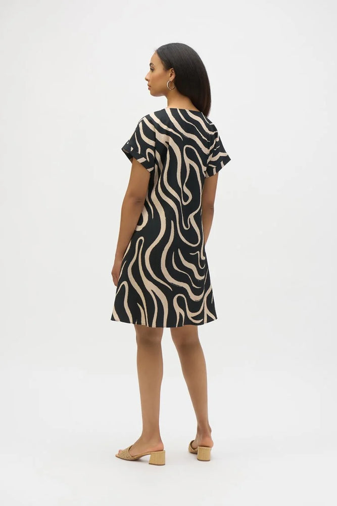 Joseph Ribkoff Seersucker Abstract Print A-Line Dress