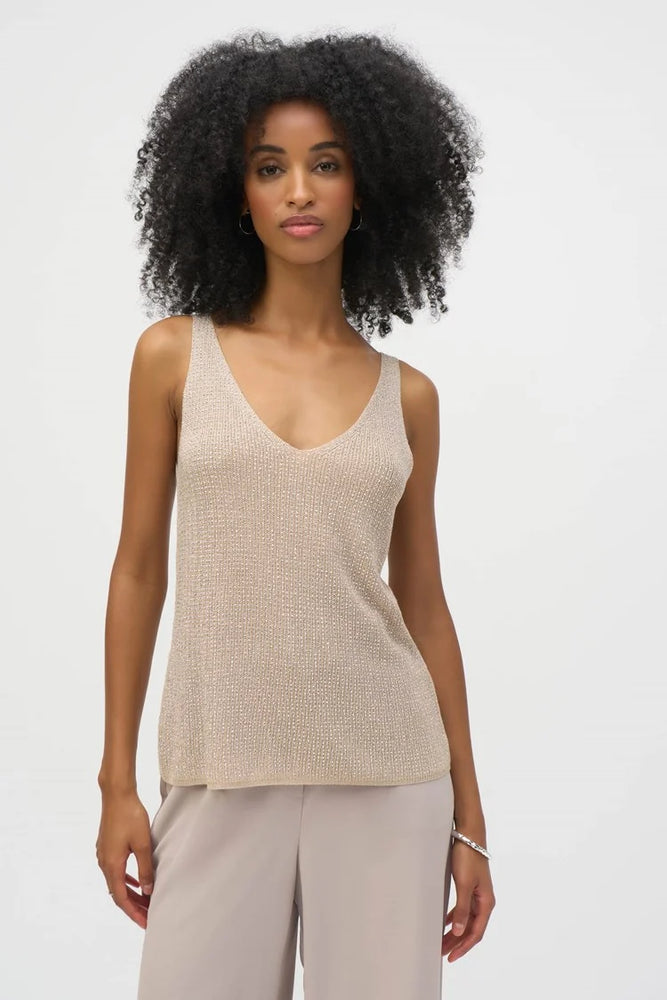 Joseph Ribkoff Metallic Knitted Camisole with Rhinestones