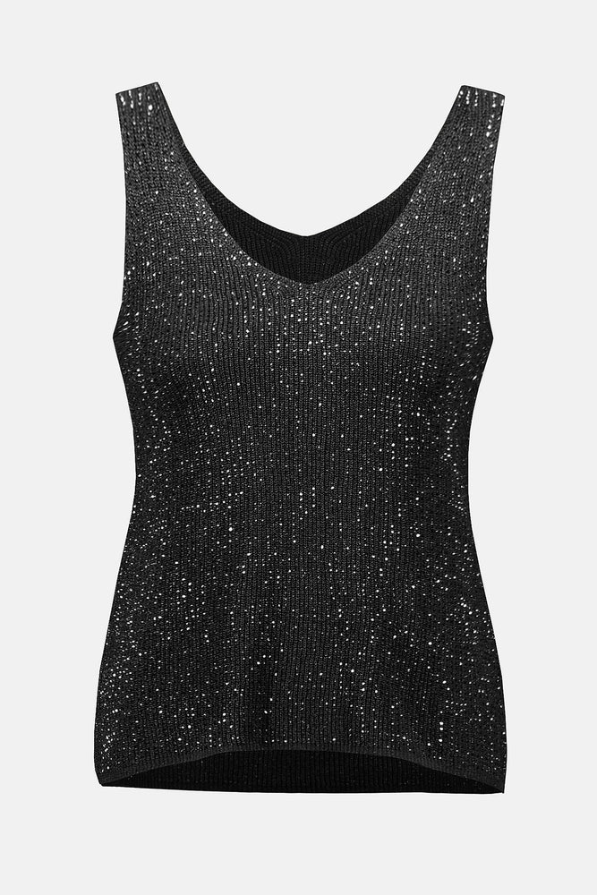 Joseph Ribkoff Metallic Knitted Camisole with Rhinestones