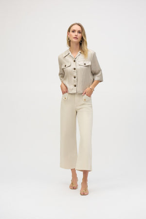 Joseph Ribkoff Foiled Linen Short Sleeve Boxy Jacket