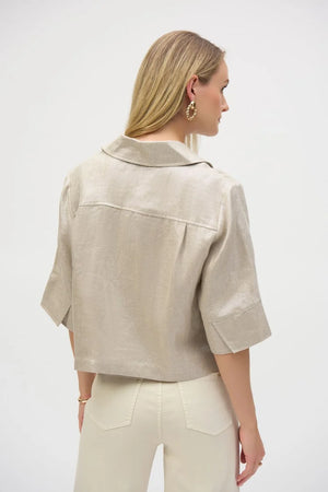 Joseph Ribkoff Foiled Linen Short Sleeve Boxy Jacket