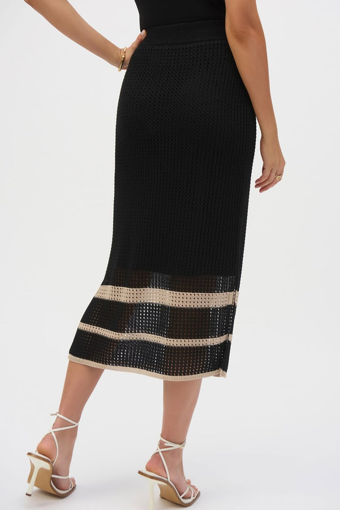 Joseph Ribkoff Sweater Knit Open Stitch Stripe Skirt