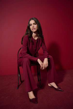 Joseph Ribkoff Scuba Crepe Boxy Blazer, Merlot