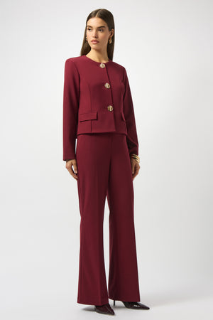 Joseph Ribkoff Scuba Crepe Boxy Blazer, Merlot