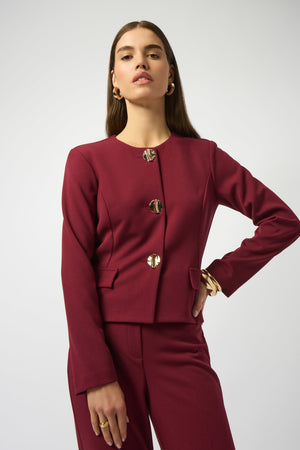 Joseph Ribkoff Scuba Crepe Boxy Blazer, Merlot