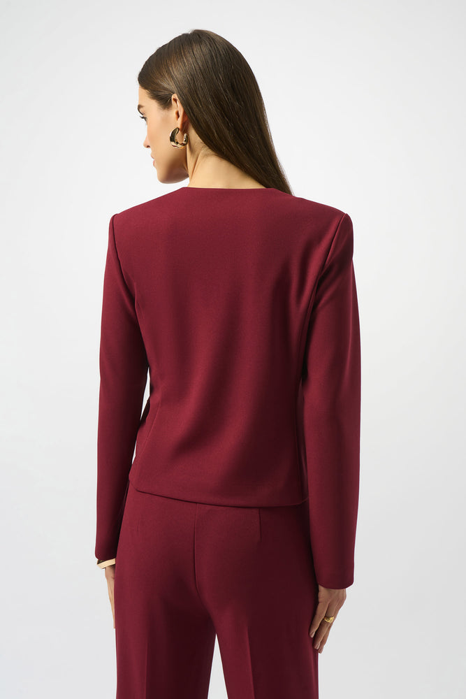 Joseph Ribkoff Scuba Crepe Boxy Blazer, Merlot