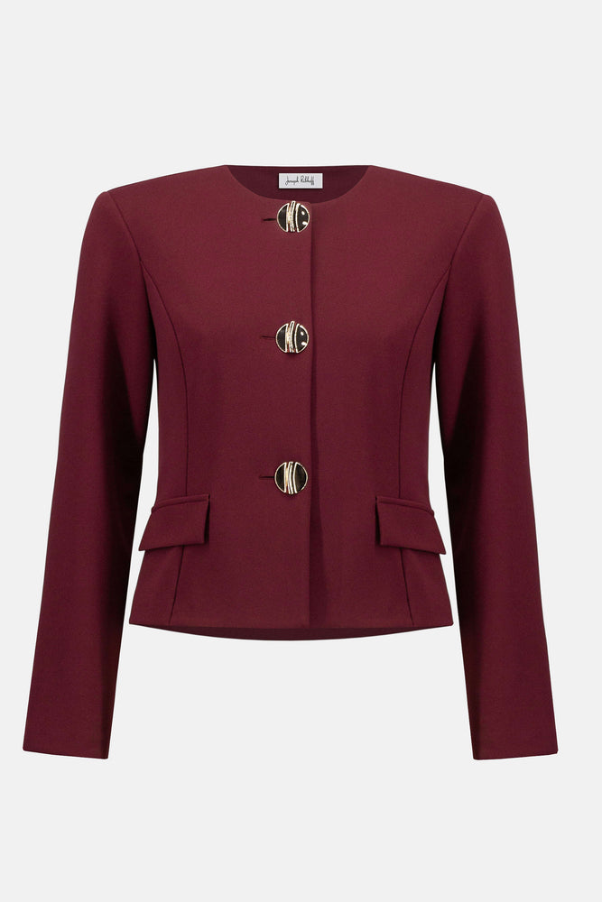 Joseph Ribkoff Scuba Crepe Boxy Blazer, Merlot