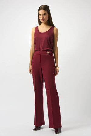 Joseph Ribkoff Scuba Crepe Wide Leg Pants, Merlot