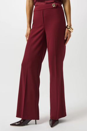 Joseph Ribkoff Scuba Crepe Wide Leg Pants, Merlot
