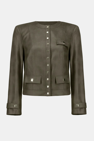 Joseph Ribkoff Foiled Faux Suede Fitted Jacket