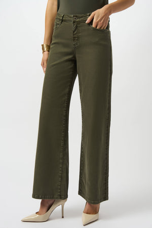 Joseph Ribkoff Goldie Classic Wide Leg Stretch Denim Jeans, Avocado