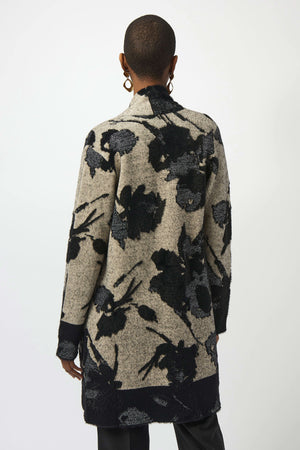 Joseph Ribkoff Abstract Jacquard Sweater-Knit Long Cardigan