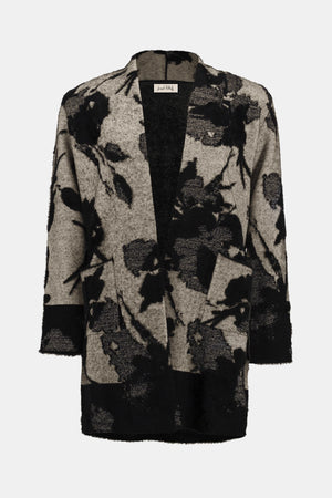 Joseph Ribkoff Abstract Jacquard Sweater-Knit Long Cardigan
