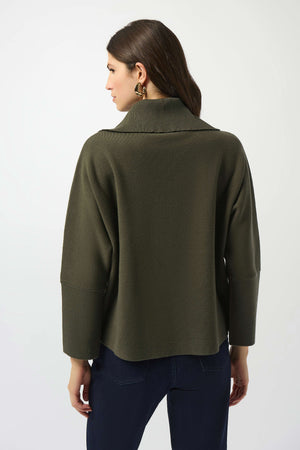 Joseph Ribkoff Sweater Knit Boxy Pullover with Zippered Collar