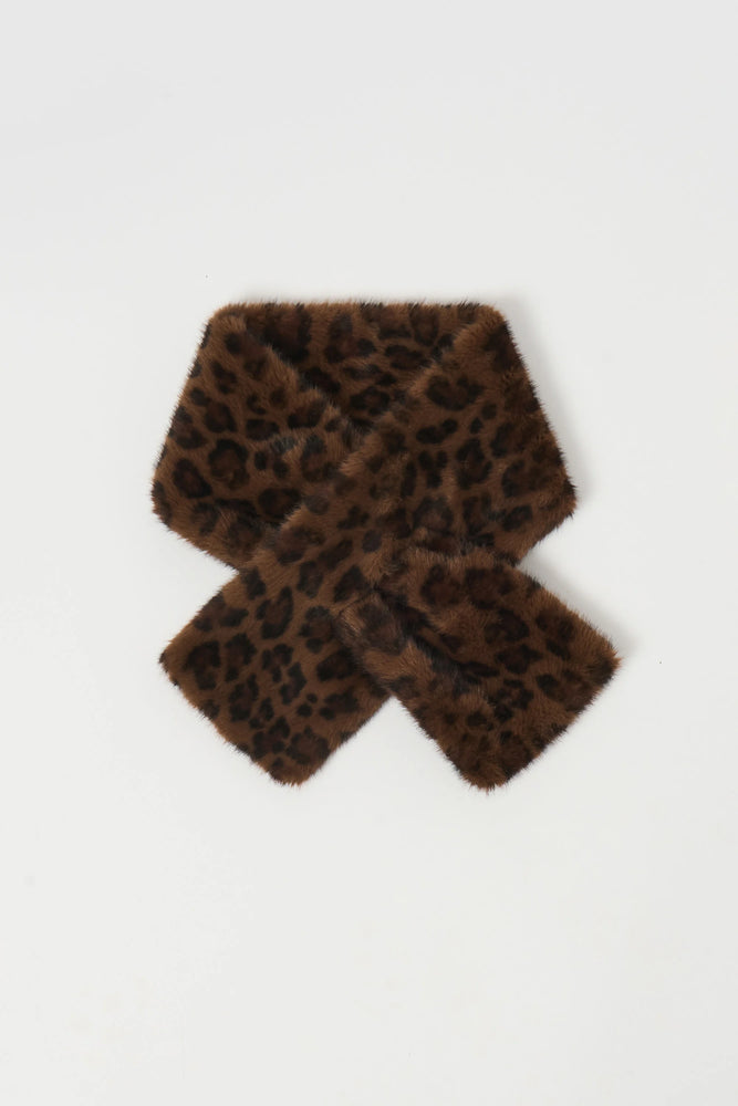 Joseph Ribkoff Faux Fur Leopard Print Pull Through Scarf