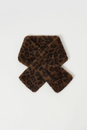Joseph Ribkoff Faux Fur Leopard Print Pull Through Scarf