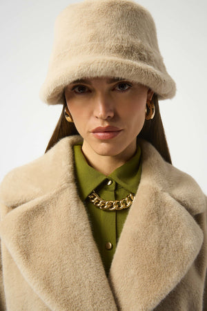 Joseph Ribkoff Faux Fur Bucket Hat, Almond
