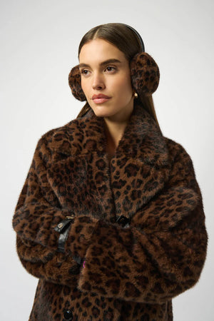 Joseph Ribkoff Faux Fur Leopard Print Mittens