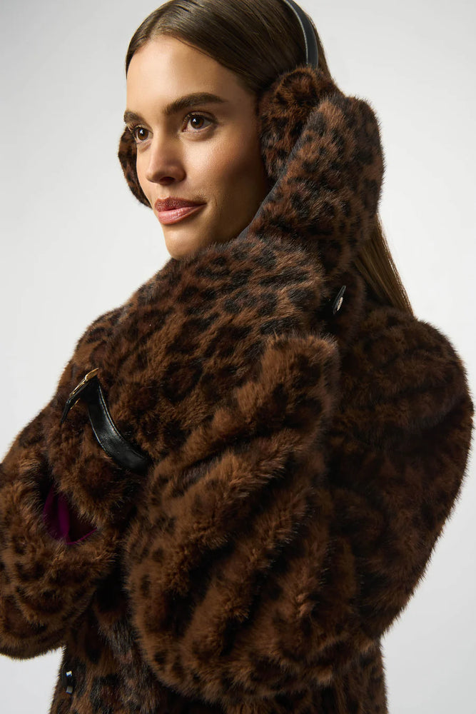 Joseph Ribkoff Faux Fur Leopard Print Mittens