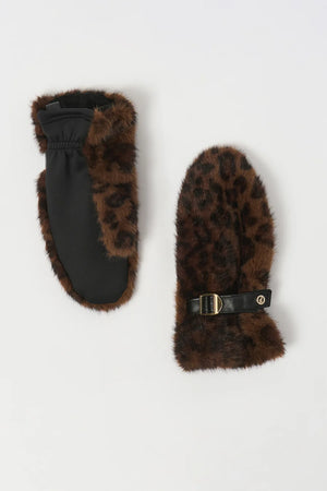 Joseph Ribkoff Faux Fur Leopard Print Mittens