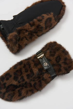 Joseph Ribkoff Faux Fur Leopard Print Mittens