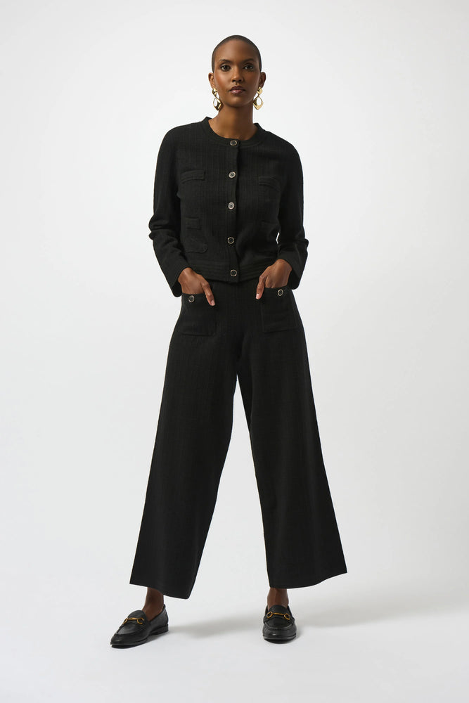 Joseph Ribkoff Sweater-Knit Crew Neck Button Front Jacket