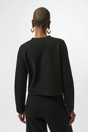 Joseph Ribkoff Sweater-Knit Crew Neck Button Front Jacket