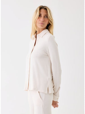 Majestic Filatures French Terry Long Sleeve Relaxed Shirt with Back Pleat