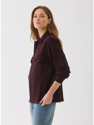 Majestic Filatures French Terry Long Sleeve Zip Front Pocket Shirt
