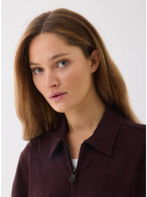 Majestic Filatures French Terry Long Sleeve Zip Front Pocket Shirt