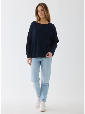 Majestic Filatures Organic Cotton/Cashmere Double Face Long Sleeve Semi Relaxed Crewneck