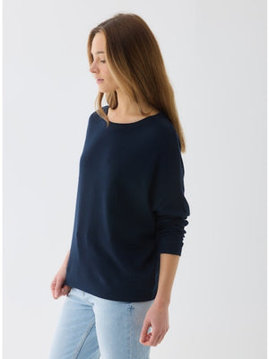 Majestic Filatures Organic Cotton/Cashmere Double Face Long Sleeve Semi Relaxed Crewneck