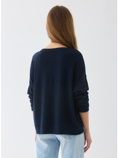 Majestic Filatures Organic Cotton/Cashmere Double Face Long Sleeve Semi Relaxed Crewneck