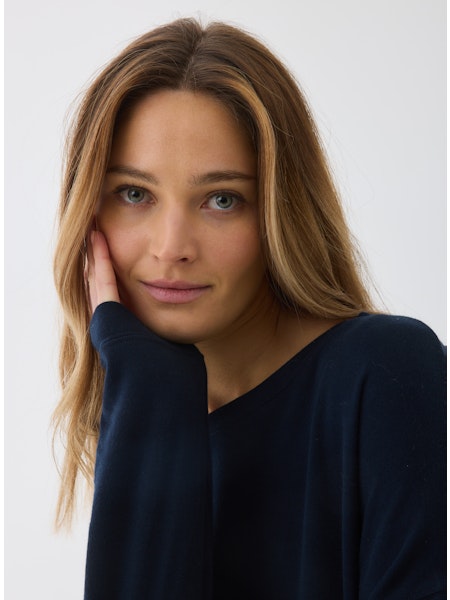 Majestic Filatures Organic Cotton/Cashmere Double Face Long Sleeve Semi Relaxed Crewneck
