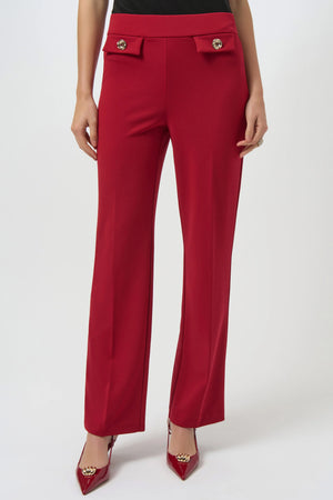 Joseph Ribkoff Scuba Crepe Wide Leg Pull On Pants, Deep Cherry