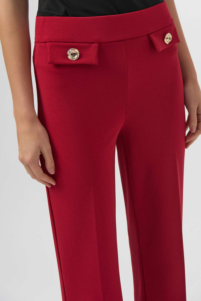 Joseph Ribkoff Scuba Crepe Wide Leg Pull On Pants, Deep Cherry
