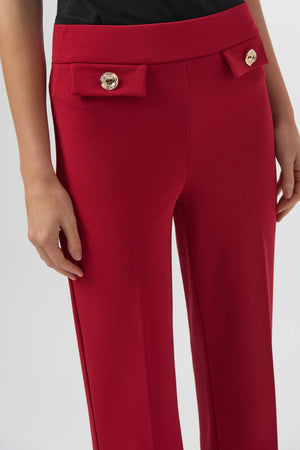 Joseph Ribkoff Scuba Crepe Wide Leg Pull On Pants, Deep Cherry
