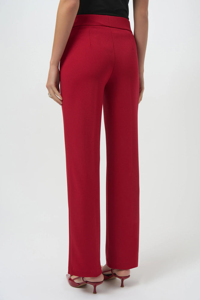 Joseph Ribkoff Scuba Crepe Wide Leg Pull On Pants, Deep Cherry