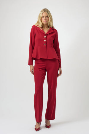 Joseph Ribkoff Scuba Crepe Wide Leg Pull On Pants, Deep Cherry