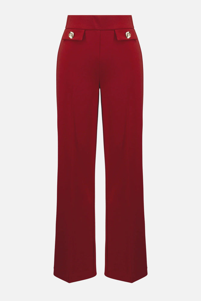 Joseph Ribkoff Scuba Crepe Wide Leg Pull On Pants, Deep Cherry