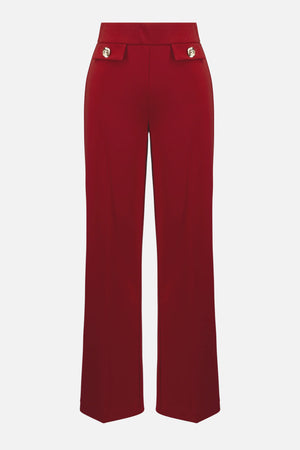 Joseph Ribkoff Scuba Crepe Wide Leg Pull On Pants, Deep Cherry