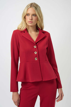 Joseph Ribkoff Scuba Crepe Peplum Blazer, Deep Cherry