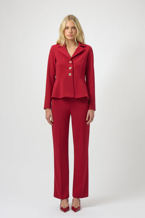 Joseph Ribkoff Scuba Crepe Peplum Blazer, Deep Cherry