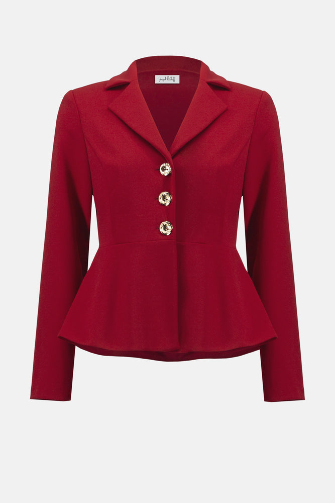 Joseph Ribkoff Scuba Crepe Peplum Blazer, Deep Cherry