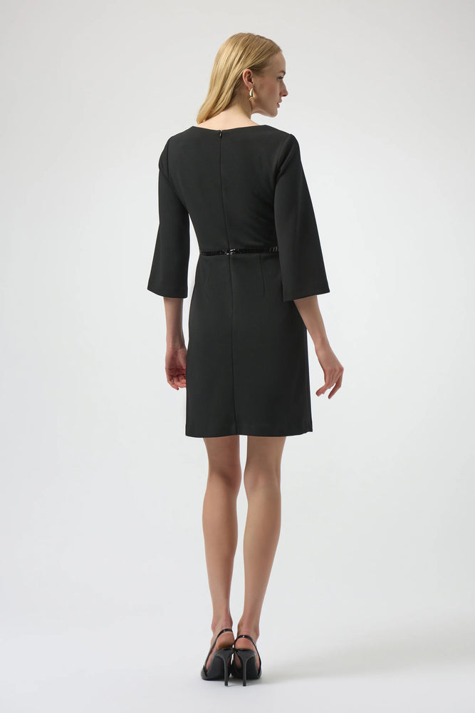 Joseph Ribkoff Scuba and Leatherette A-Line Dress