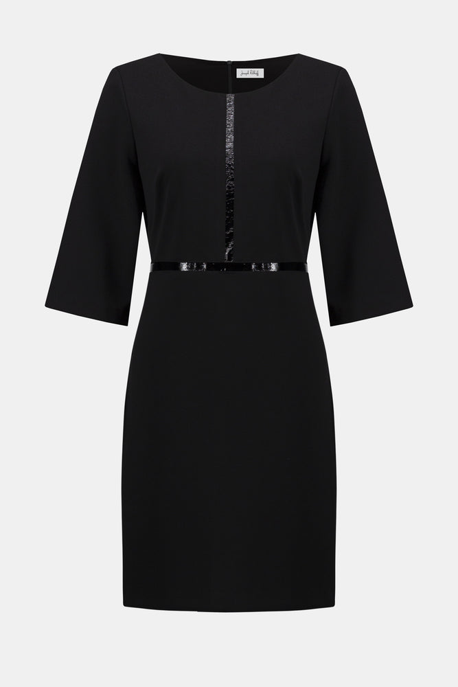 Joseph Ribkoff Scuba and Leatherette A-Line Dress