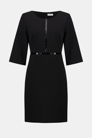Joseph Ribkoff Scuba and Leatherette A-Line Dress