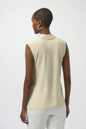 Joseph Ribkoff Satin and Silky Knit Sleeveless Wrap Top