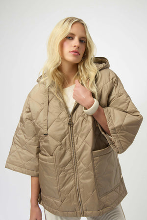 Joseph Ribkoff Woven Diamond Quilt Hooded Jacket