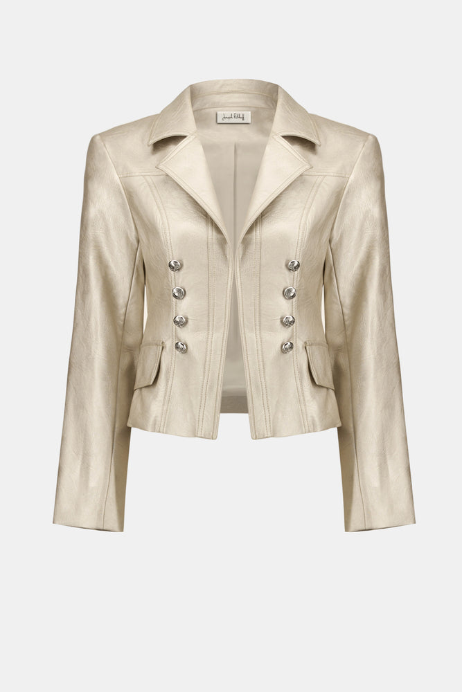 Joseph Ribkoff Leatherette Notched Collar Fitted Jacket